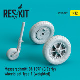 RES-RS32-0349 1/32 Reskit Messerschmitt Bf-109F G Early wheels set Type 1 weighted 1/32 MMD Squadron