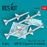 RES-RS48-0321 1/48 Reskit AIM-7E-2 Sparrow III missiles 4pcs F-4, F-15, F-16, F-14 F-4, F-15, F-16, F-14 1/48 MMD Squadron