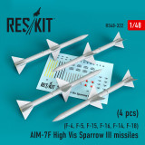 RES-RS48-0322 1/48 Reskit AIM-7F High Vis Sparrow III missiles 4pcs F-4, F-5, F-15, F-16, F-14, F-18 1/48 MMD Squadron