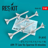 RES-RS48-0323 1/48 Reskit AIM-7F Low Vis Sparrow III missiles 4pcs F-4, F-5, F-15, F-16, F-14, F-18 1/48 MMD Squadron
