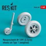 RES-RS48-0349 1/48 Reskit Messerschmitt Bf-109F G Early wheels set Type 1 weighted 1/48 MMD Squadron