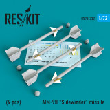 RES-RS72-0232 1/72 Reskit AIM-9B Sidewinder missile 4 PCS 1/72 MMD Squadron