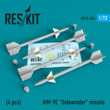 RES-RS72-0234 1/72 Reskit AIM-9E Sidewinder missile 4 PCS 1/72 MMD Squadron