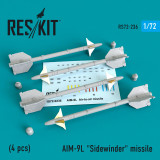 RES-RS72-0236 1/72 Reskit AIM-9L Sidewinder missile 4 PCS 1/72 MMD Squadron