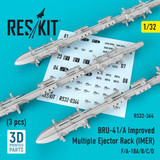 RES-RS32-0364 1/32 Reskit BRU-41/A Improved Multiple Ejector Rack IMER 3 pcs MMD Squadron