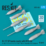 RES-RS72-0434 1/72 Reskit M-117 GP bombs (early) with M131 fin (6 pcs) (F-111, A-4 ,F-4, F-5, F-104, F-100, A-1 Skyraider, B-52, Canberra) (3D Printing)  MMD Squadron