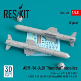 RES-RS48-0416 1/48 Reskit AGM-84 (A,D) Harpoon missiles (2 pcs) (P-8A, A-6, A-7E, B-1B, B-52H, F-111C, F-16, F/A-18, F-20, Nimrod MR2, AV-8B, P-3, S-3) (3D Printing)  MMD Squadron