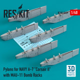 RES-RS48-0439 1/48 Reskit Pylons for NAVY A-7 Corsair II with MAU-11 Bomb Racks (3D Printing)  MMD Squadron