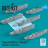 RES-RS72-0439 1/72 Reskit Pylons for NAVY A-7 Corsair II with MAU-11 Bomb Racks (3D Printing)  MMD Squadron