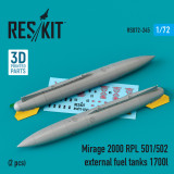 RES-RSU72-0245 1/72 Reskit Mirage 2000 RPL 501/502 external fuel tanks 1700lt (2 pcs) (3D printing)  MMD Squadron