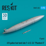 RES-RSU72-0252 1/72 Reskit 610 gallon fuel tank late F-4 (E, EJ) Phantom II (3D printing)  MMD Squadron