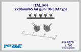 NIKZW7073i 1/700 Niko Italian 2x20mm/65 AA Gun BREDA Type  MMD Squadron