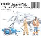 CMK-129-F72402 1/72 CMK Tempest Pilot. Dog and Mechanic with Accumulator Trolley  MMD Squadron