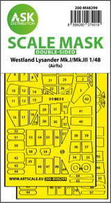 ASKM48299 1/48 Artscale  Lysander Mk.I / Mk.III double-sided express fit mask for Airfix  MMD Squadron