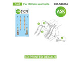 ASKS48004 1/48 Art Scale  Fw 190 late seat belts - 3D 3Ded decals by ASK  MMD Squadron ASKS48004 1/48 Art Scale  Fw 190 late seat belts - 3D 3Ded decals by ASK  MMD Squadron