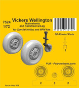 CMK-129-7524 1/72 CMK Vickers Wellington Mainwheels and Tailwheel w/Leg / for CMK kits  129-7524 MMD Squadron