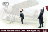 IBG32006 1/32 IBG Polish Pilot and ground crew 1939 Plastic Model Kit  MMD Squadron