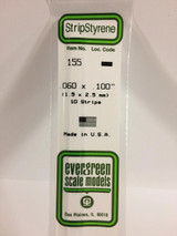 EVG155 Evergreen Styrene .060 X .100 Strips (10)  MMD Squadron