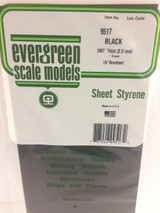 EVG9517 Evergreen Styrene 6" x 12" Black .080 (1)  MMD Squadron