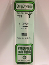 EVG763 Evergreen Styrene .073 T Shape (4)  MMD Squadron