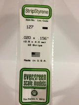 EVG127 Evergreen Styrene .020 X .156 Strips (10)  MMD Squadron