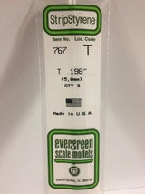 EVG767 Evergreen Styrene .198 T Shape (3)  MMD Squadron