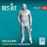 RES-RSF48-0102 1/48 Reskit USAF pilot WW2 (Summer uniform) in a standing position 3D printed model kit  MMD Squadron