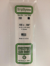 EVG398 Evergreen Styrene .188 x .188 60cm 6pc  MMD Squadron