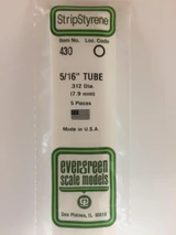 EVG430 Evergreen Styrene .312 x 60cm Tube 5pc  MMD Squadron