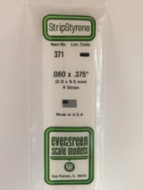 EVG371 Evergreen Styrene .080 x .375 x 60cm 8pc  MMD Squadron