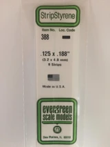 EVG388 Evergreen Styrene .125 x .188 x 60cm 8pc  MMD Squadron