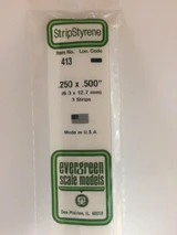 EVG413 Evergreen Styrene .250 x .500 x 60cm 3pc  MMD Squadron