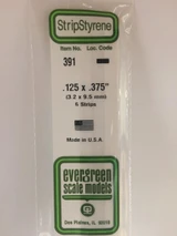 EVG391 Evergreen Styrene .125 x .375 x 60cm 6pc  MMD Squadron