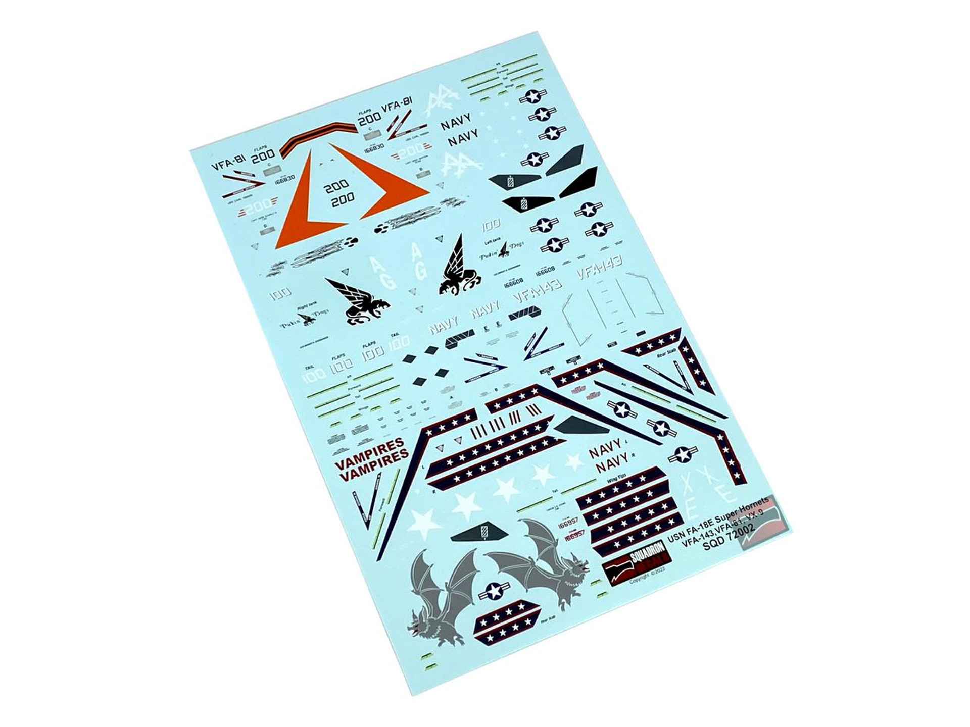 1/72 Squadron Decals F/A18E Super Sunliners Pukin Dogs Vampires