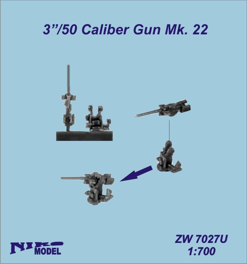 1/700 Niko Model 3/50 Caliber Gun Mk. 22 (5 per pack)