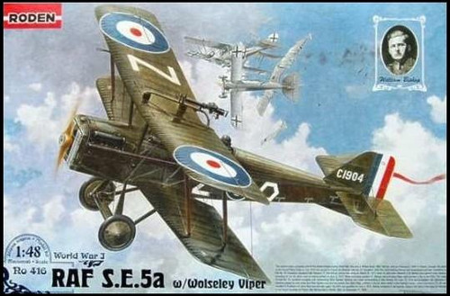 ROD416 1/48 Roden Se5a RAF BiPlane Fighter w/Wolseley Viper Engine MMD Squadron