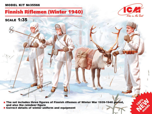 ICM35566 1/35 ICM Finnish Riflemen (Winter 1940) (4 figures - 3 rifleman, 1 reindeer)  MMD Squadron