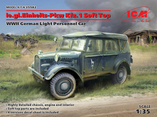 ICM35582 1/35 ICM le.gl.Einheitz-Pkw Kfz.1 Soft Top, WWII German Light Personnel Car  MMD Squadron