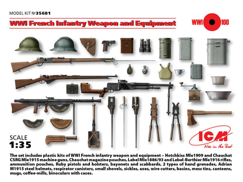 ICM35681 1/35 ICM WWI French Infantry Weapon and Equipment  MMD Squadron