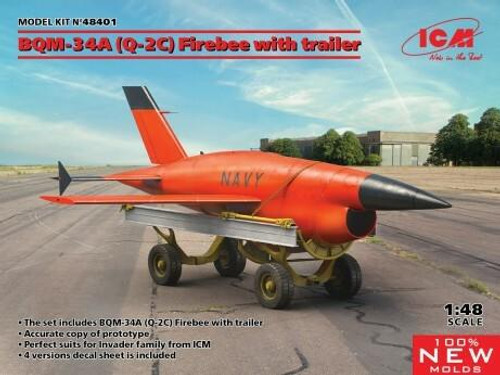 ICM48401 1/48 ICM Q-2C BQM-34A Firebee with trailer 1 airplane and trailer MMD Squadron