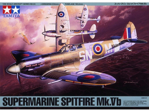 TAM61033 1/48 Tamiya Supermarine Spitfire MkV Plastic Model Kit MMD Squadron