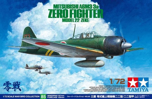 TAM60785 1/72 Tamiya Mitsubishi A6M3 Zeke 3a Plastic Model Kit MMD Squadron