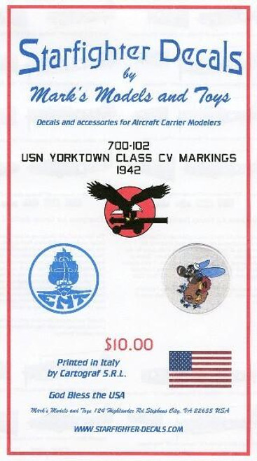 SFA700102 1/700 Starfighter Decals - USS Yorktown Class CV Markings 1942 MMD Squadron