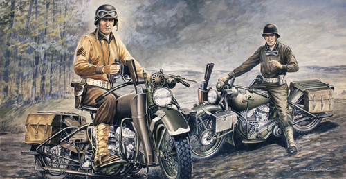 ITL550322 1/35 WWII US Soldiers on Motorcycles 2 D-Day MMD Squadron