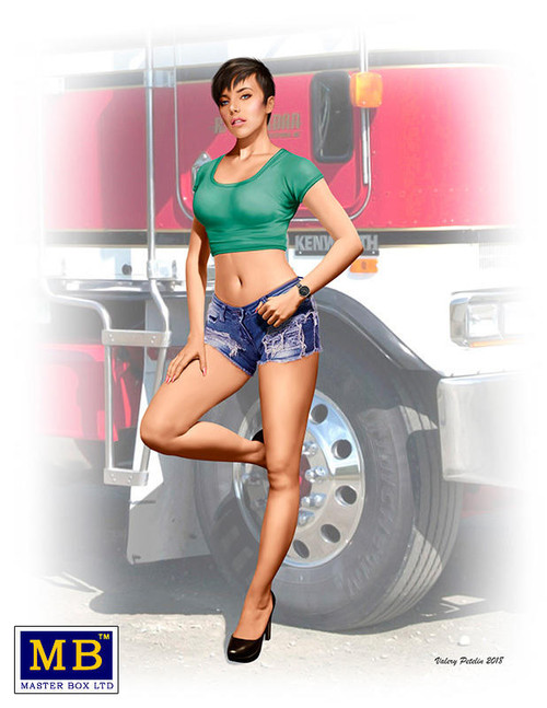MBL24061 1/24 Master Box Mindy Looking for Trucker Standing wearing Crop-Top and Shorts MMD Squadron