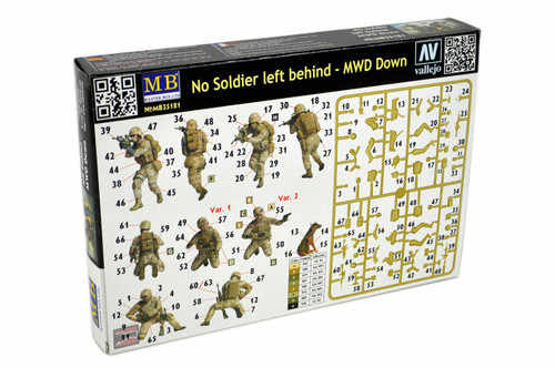 MBL35181 1/35 Master Box No Soldier Left Behind MWD Down US Army Soldiers x4 and Wounded Dog Kit MMD Squadron