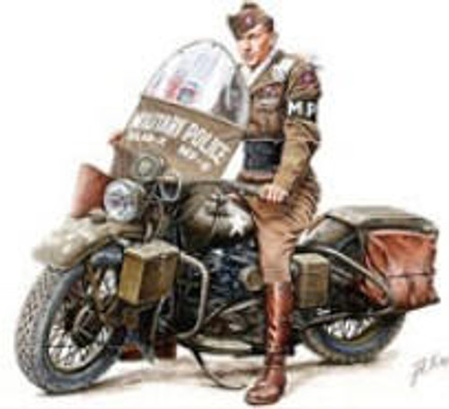 MIN35168 1/35 Miniart US Military Policeman w/Motorcycle  MMD Squadron