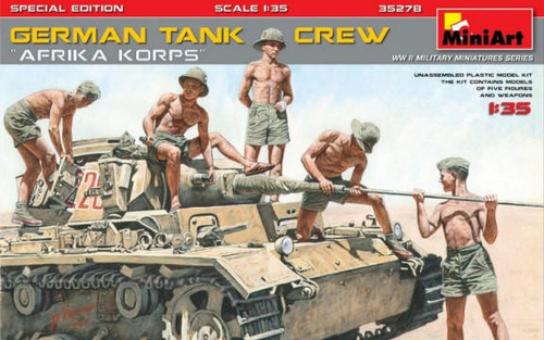 MIN35278 1/35 Miniart WWII German Tank Crew Afrika Korps (5) w/Weapons (Special Edition)  MMD Squadron