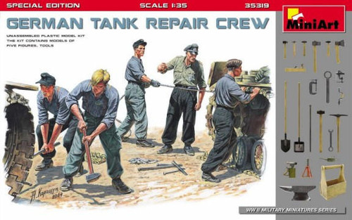 MIN35319 1/35 Miniart German Tank Repair Crew (5) w/Tools (Special Edition)  MMD Squadron