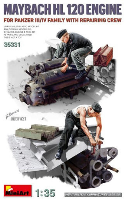 MIN35331 1/35 Miniart WWII Maybach HL 120 Engine for Panzer III/IV w/2 Repair Crew & Tools  MMD Squadron